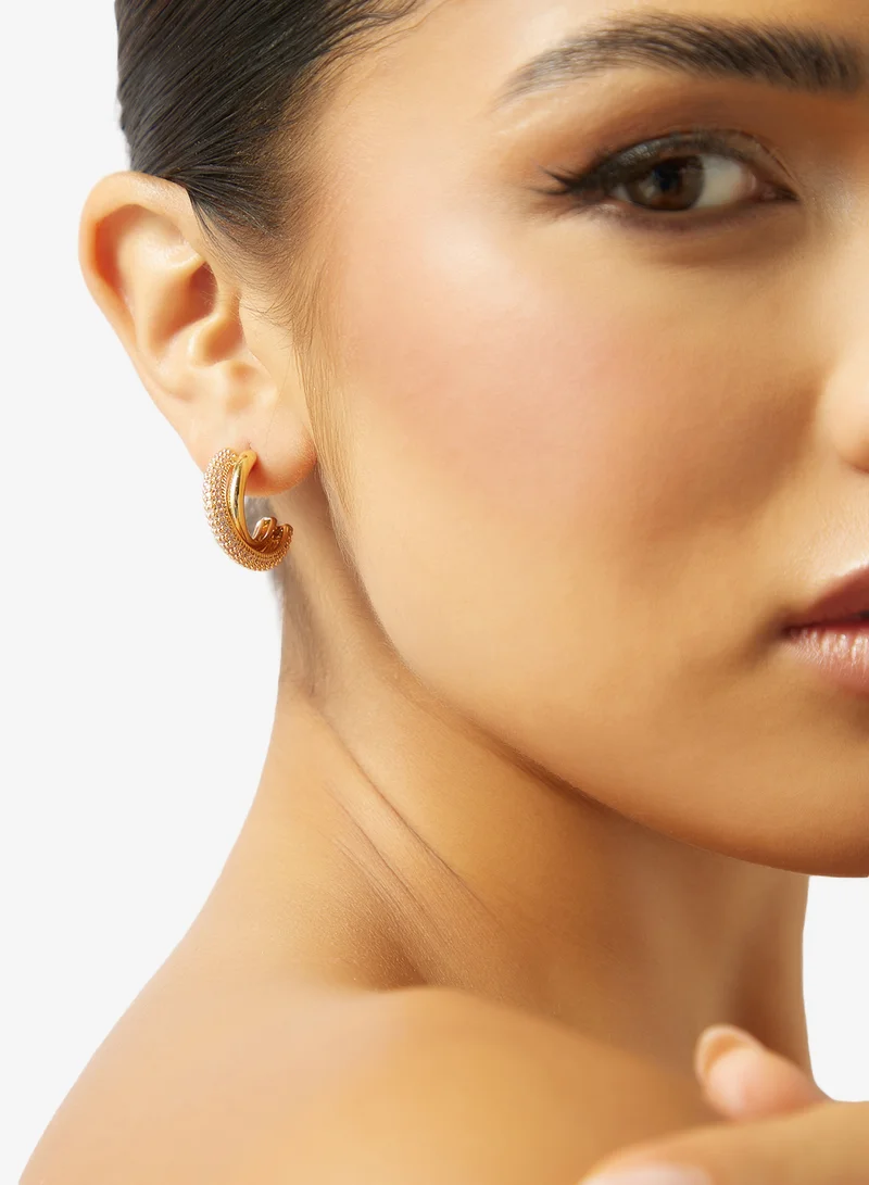 Ella Limited Edition GOLD Rhinestone Embellished Detail Gold Accent Hoop Earrings for Women | Best Price UAE